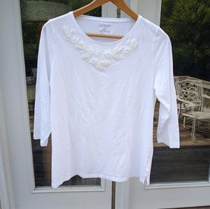 Talbots Cotton Scoopneck 3/4 Sleeve Tee Small